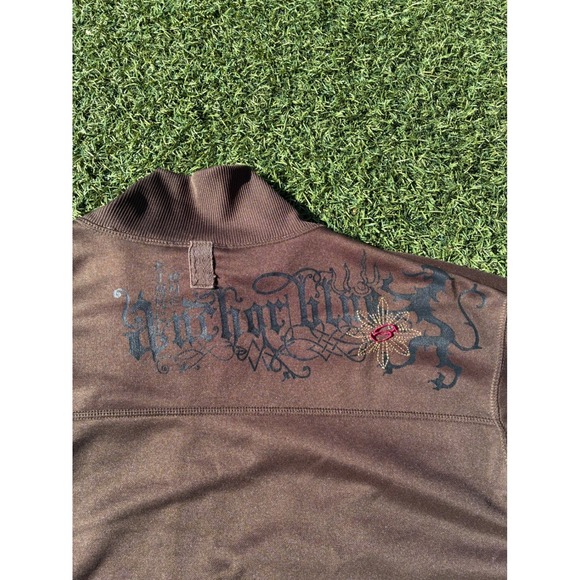 Anchor Blue Men Brown Track Jacket XXL Full Zip Embroidered Graphics Streetwear - Picture 9 of 9